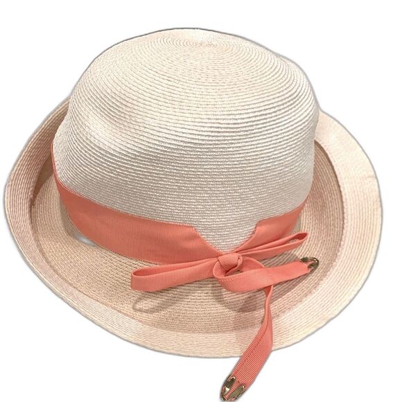 Norman Durand Vintage Women’s Beige Peach Straw Hat - Picture 2 of 11